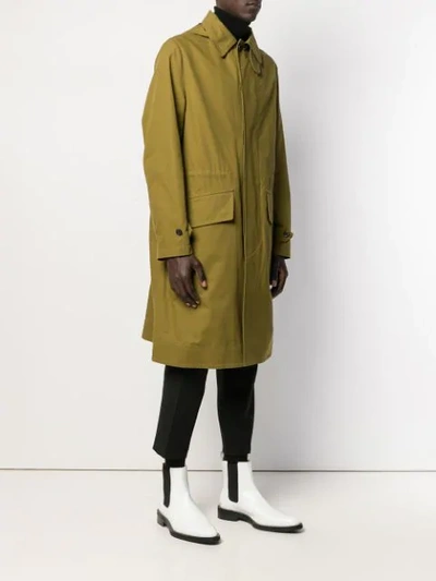 Shop Ami Alexandre Mattiussi Hooded Mac Coat In Green