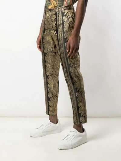 Shop Dolce & Gabbana Tailored Jacquard Trousers In Gold