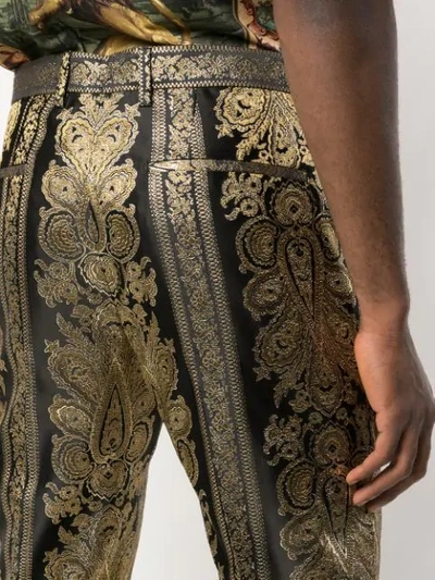 Shop Dolce & Gabbana Tailored Jacquard Trousers In Gold