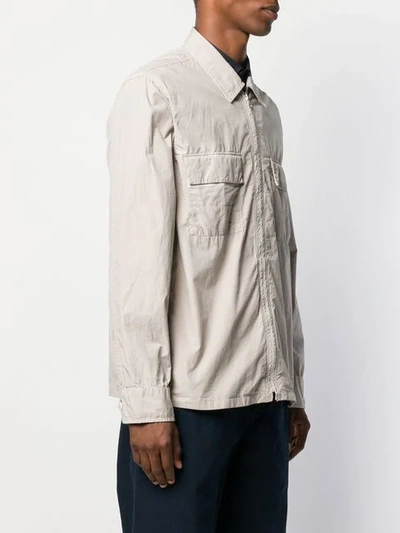 Shop Hugo Boss Zipped Fitted Jacket In Neutrals