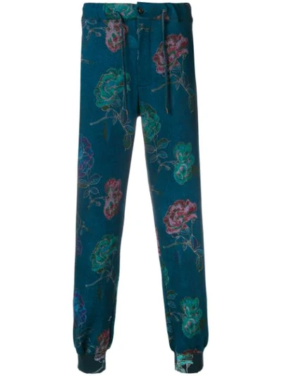 Shop Etro Elasticated Waist Trousers In Blue