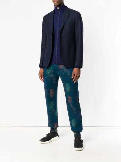 Shop Etro Elasticated Waist Trousers In Blue
