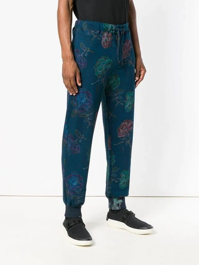 Shop Etro Elasticated Waist Trousers In Blue