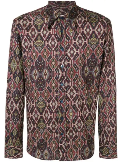 Shop Etro Printed Button Shirt In Red