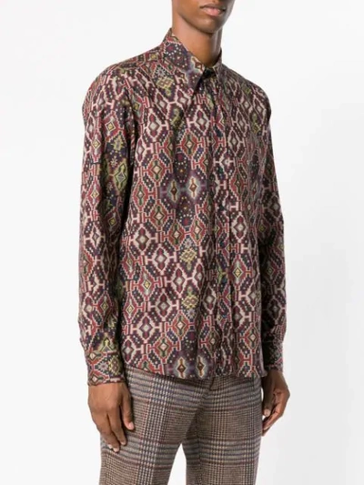 Shop Etro Printed Button Shirt In Red