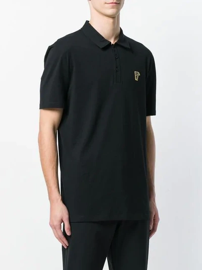 Shop Versace Half Medusa Patch Polo Shirt In Black