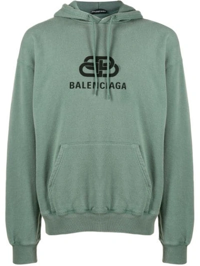 Shop Balenciaga Back Pulled Hoodie In 9272 Green