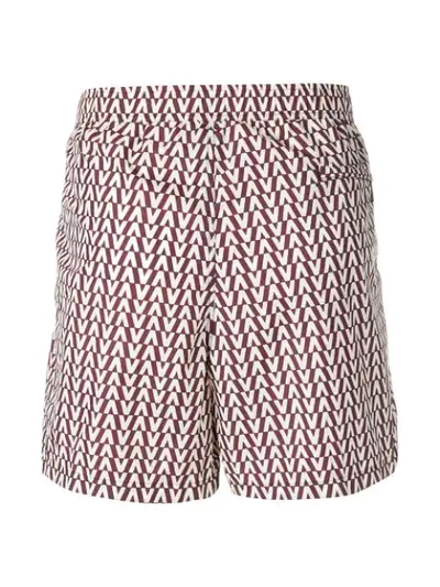 Shop Valentino ”v” Print Swim Shorts In Red