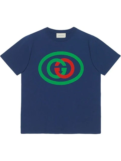 Shop Gucci Oversize T-shirt With Interlocking G In Blue