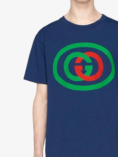 Shop Gucci Oversize T-shirt With Interlocking G In Blue