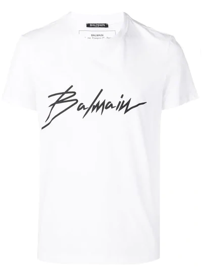 Shop Balmain Logo Print T In White