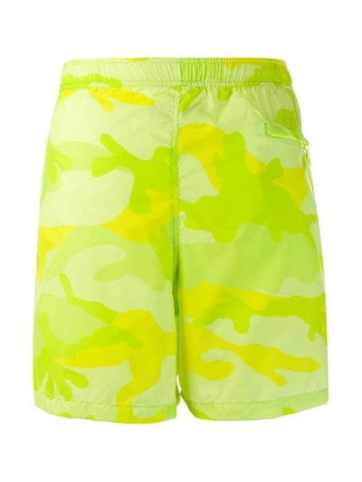 Shop Valentino Garavani Fluorescent Camouflage Swim Shorts In Green