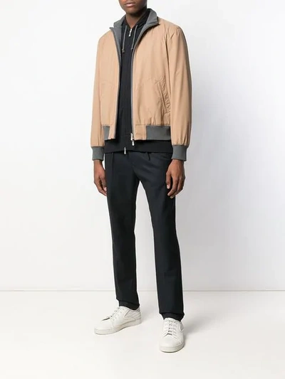 Shop Brunello Cucinelli Zip Front Jacket In Neutrals