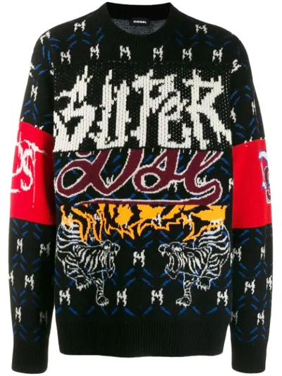 Shop Diesel K-sup Jacquard Jumper In Black