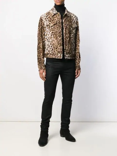 Shop Versace Leopard Print Single Breasted Jacket In Brown