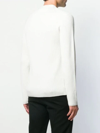 Shop Stone Island Ribbed Badge Sweater In V0099 White