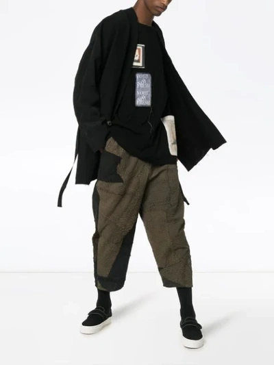 Shop Yohji Yamamoto Patchwork Long In Black