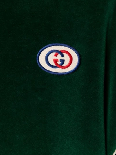 Shop Gucci Zip Front Logo Jacket In Green