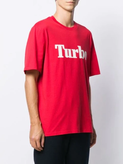 Shop Msgm Turbo Slogan Print T-shirt In Red