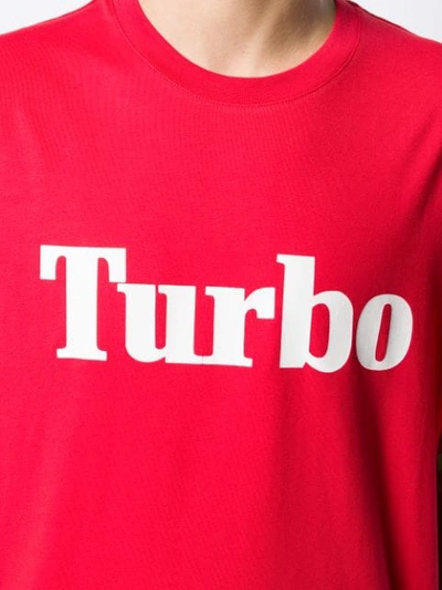 Shop Msgm Turbo Slogan Print T-shirt In Red
