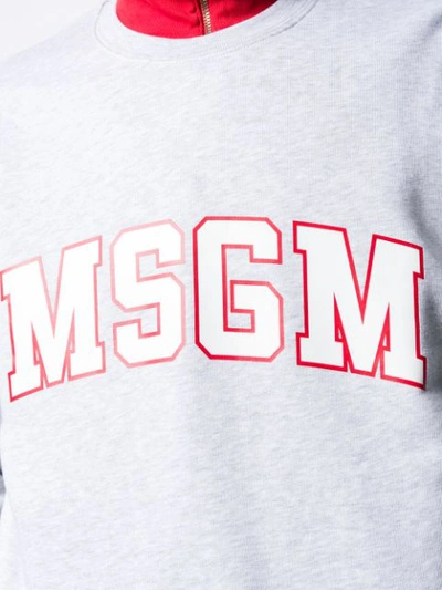 Shop Msgm Contrast Logo Sweatshirt In Grey