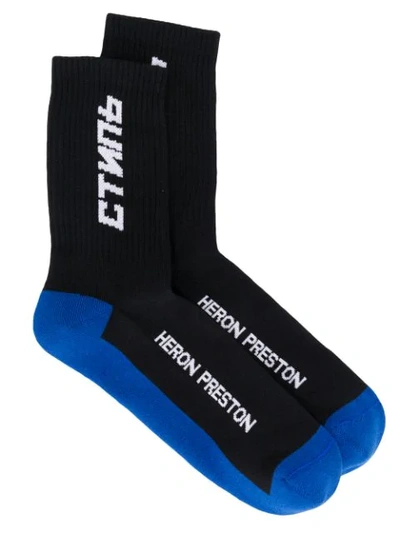 Shop Heron Preston Ctnmb Intarsia Socks In Black ,blue