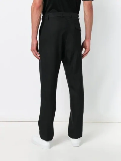 Shop Poan Piqué Straight-leg Trousers In Black