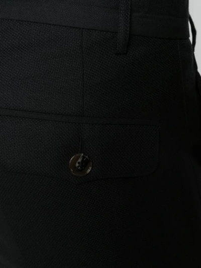Shop Poan Piqué Straight-leg Trousers In Black