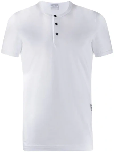 Shop Dolce & Gabbana Logo Buttoned T-shirt In White