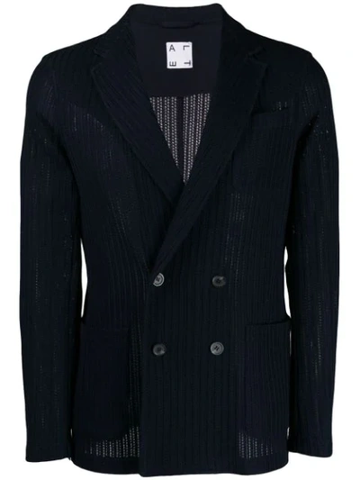 Shop Altea Double Breasted Knit Blazer - Blue