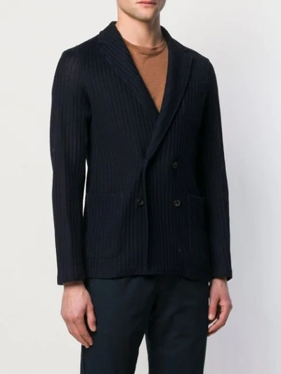 Shop Altea Double Breasted Knit Blazer - Blue