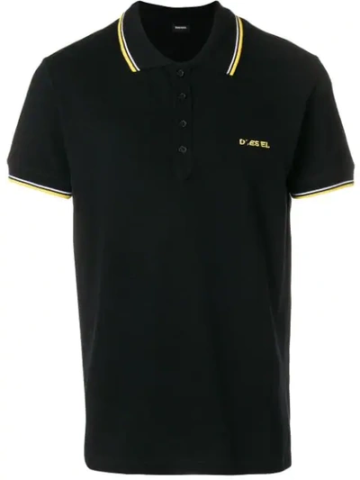 Shop Diesel T-randy Polo Shirt In Black