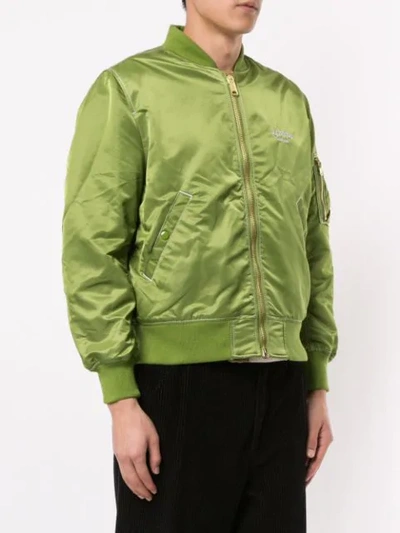 Contrast Stitch Reversible Ma-1 Jacket In Green