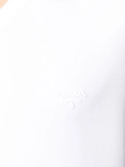 Shop Prada Embroidered Logo T-shirt In White