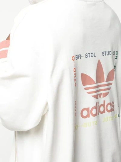 Shop Adidas Originals Striped Hem Hoodie In White