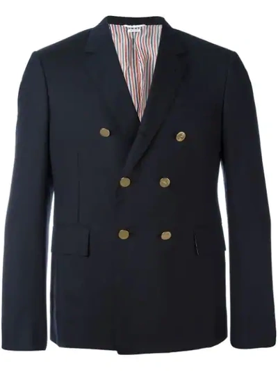 Shop Thom Browne Short Double-breasted Blazer - Blue