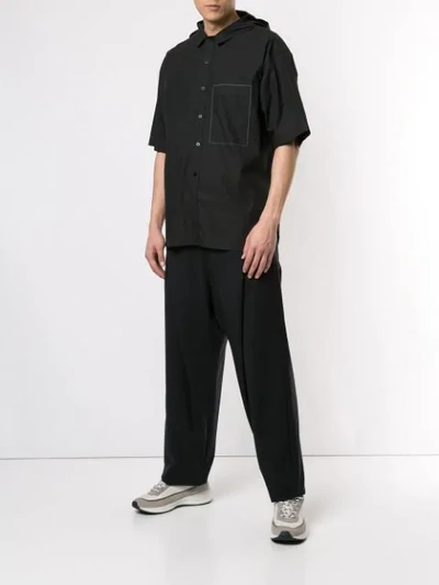 Shop Yoshiokubo Hooded Shirt In Black