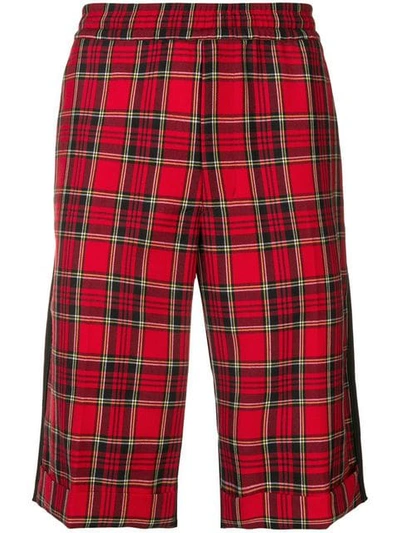 Shop John Undercover Plaid Print Knee-length Shorts In Red
