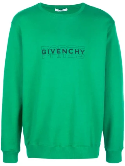 Shop Givenchy Paris Logo Sweatshirt In Green