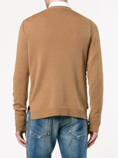 Shop Valentino Crew Neck Jumper In Brown