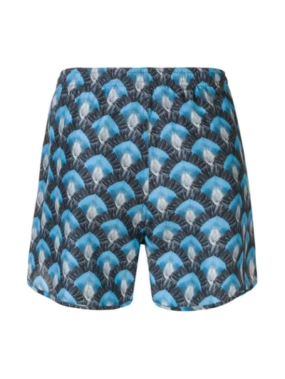 Shop Neil Barrett Printed Swim Shorts In Blue