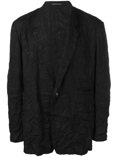 Shop Yohji Yamamoto Creased Effect Blazer In Black