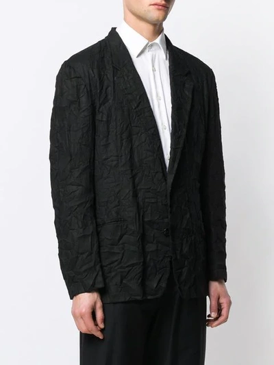 Shop Yohji Yamamoto Creased Effect Blazer In Black