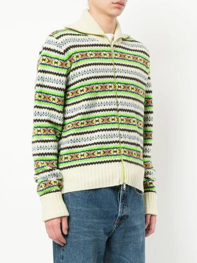 Pre-owned Walter Van Beirendonck Vintage Patterned Zipped Knitted Cardigan In Multicolour