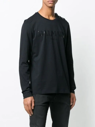 Shop Balmain Logo Print T-shirt In Black