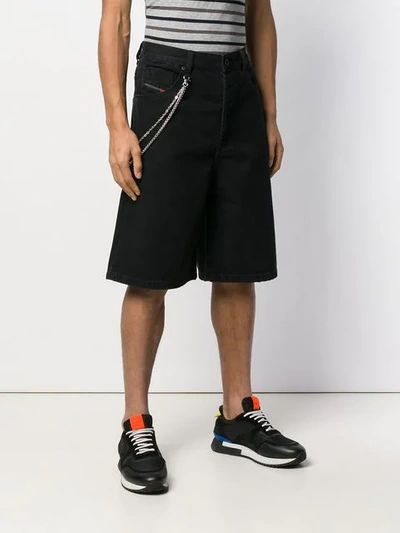 Shop Diesel Denim Skater Shorts In Black