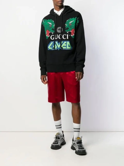 GUCCI CONTRASTING STRIPE BASKETBALL SHORTS - 红色