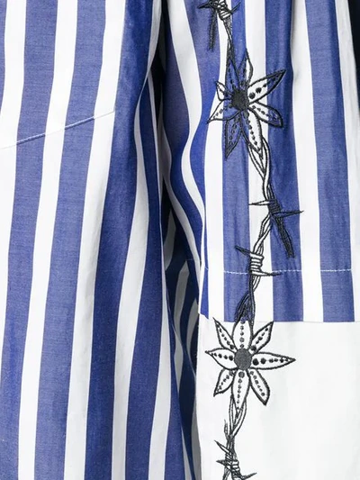Shop Sacai Patchwork Striped Zipped Shirt In Blue