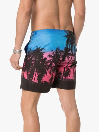 Shop Orlebar Brown Bulldog Palm Print Swim Shorts In Blue