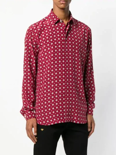 Shop Saint Laurent Printed Longsleeved Shirt - Red